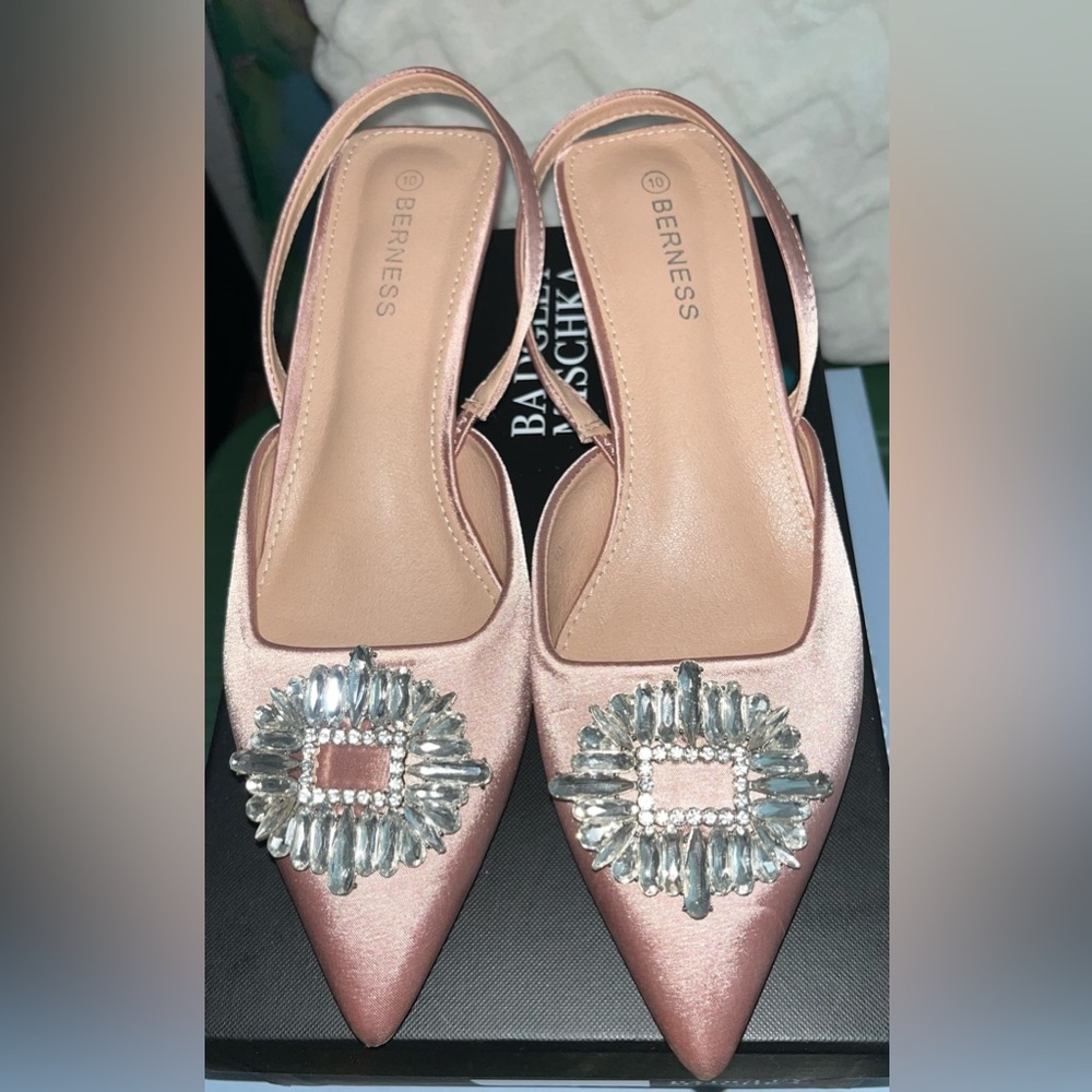 Blush Kitten Heels with Crystal Embellishments